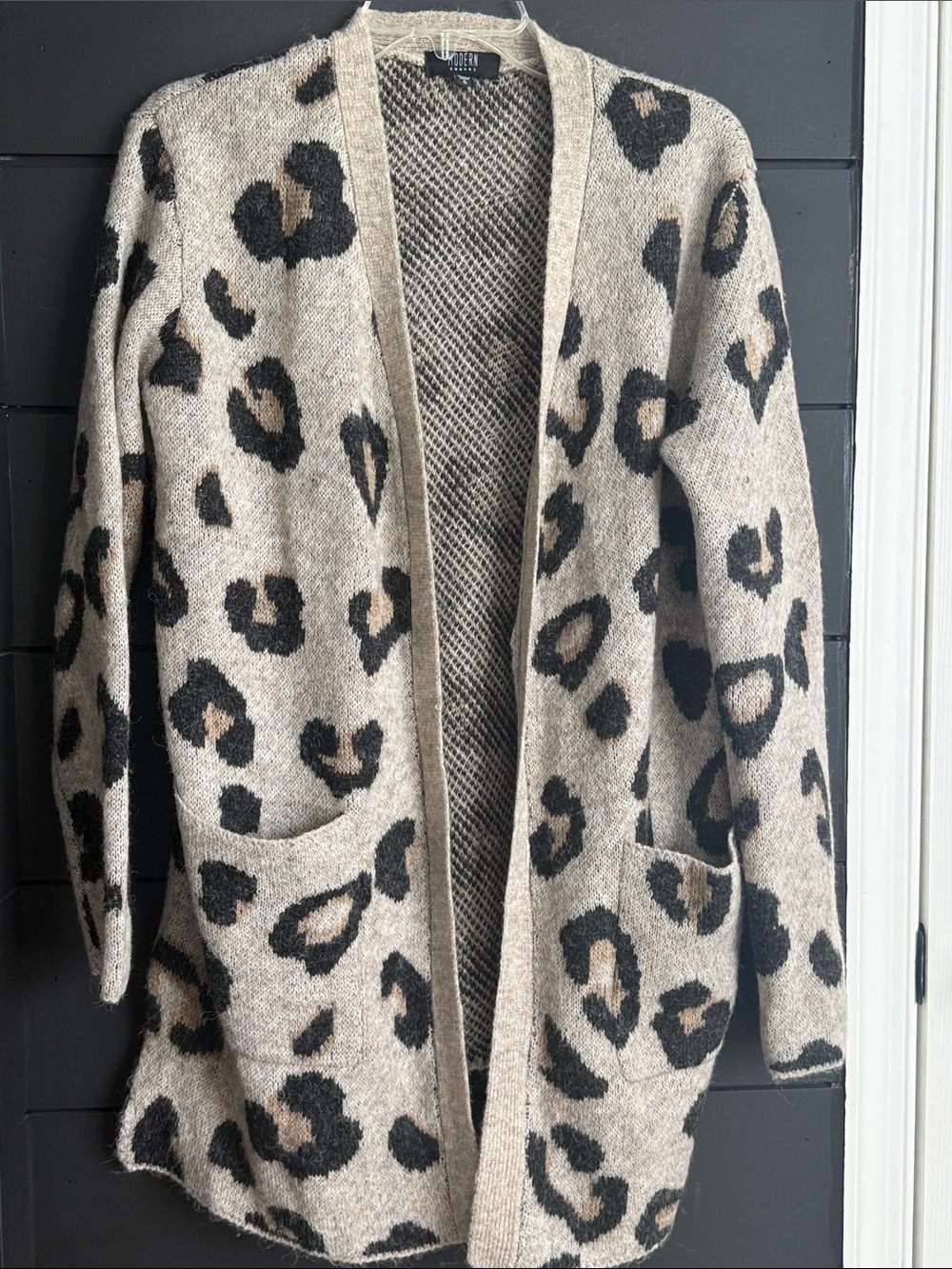 Modern Canvas Leopard Print Cardigan S